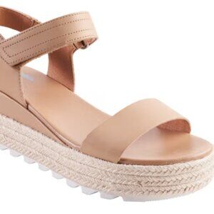SOREL CAMERON FLATFORM WEDGE SANDAL HONEST BEIGE - Size 6